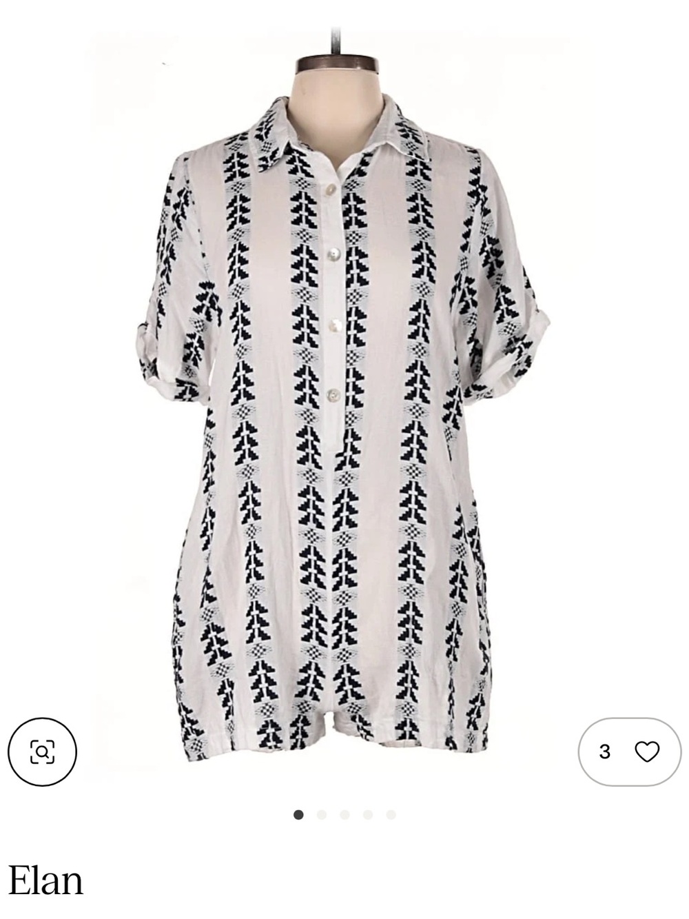Elan White Dress with Black Geometric Print
